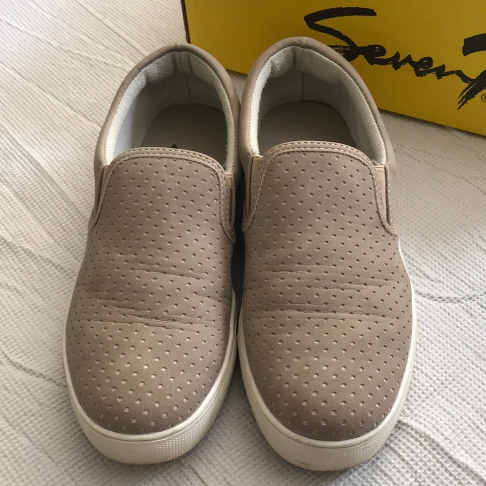 Taupe slide on shoes